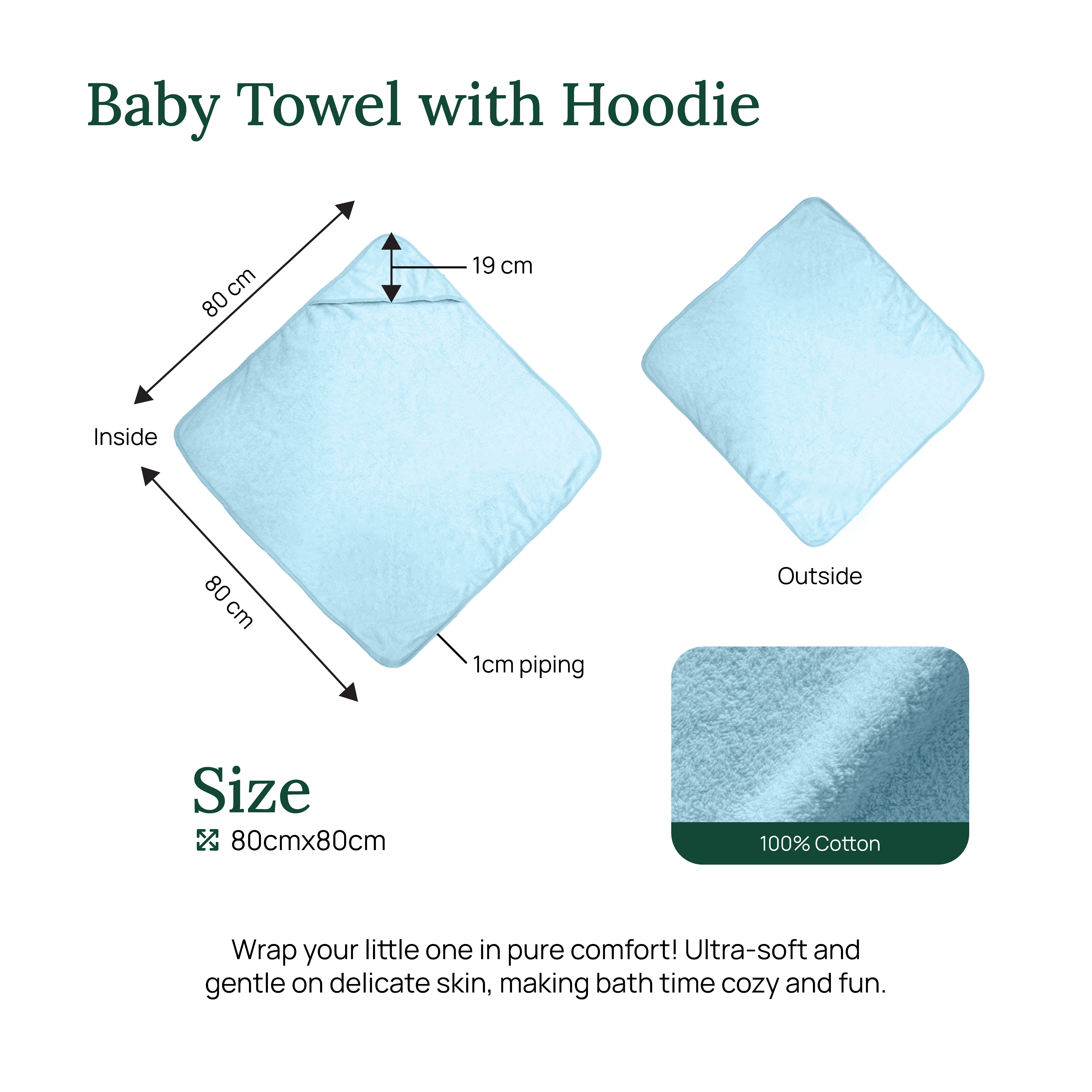 Blue Baby Towel with Hoodie