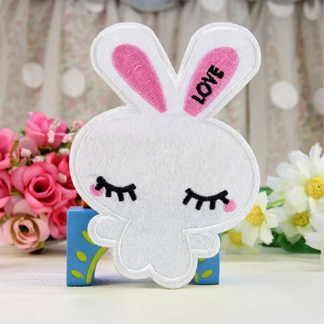 White Bunny Iron Patch
