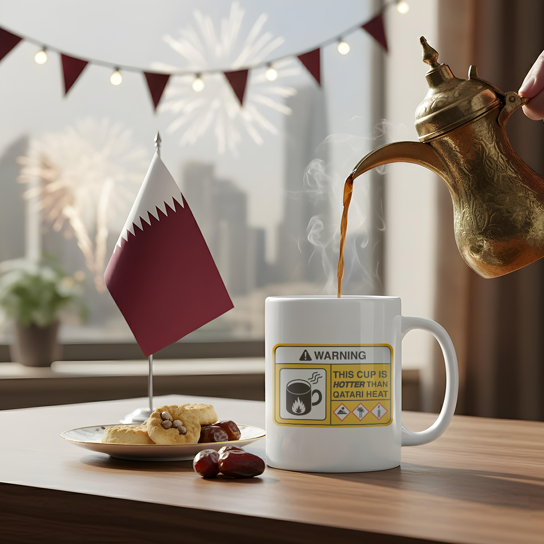 Warning Cup is hotter Than Qatari Heat Mug
